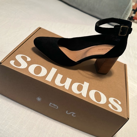 Soludos Gemma black suede block heel, 7.5M - Picture 1 of 4